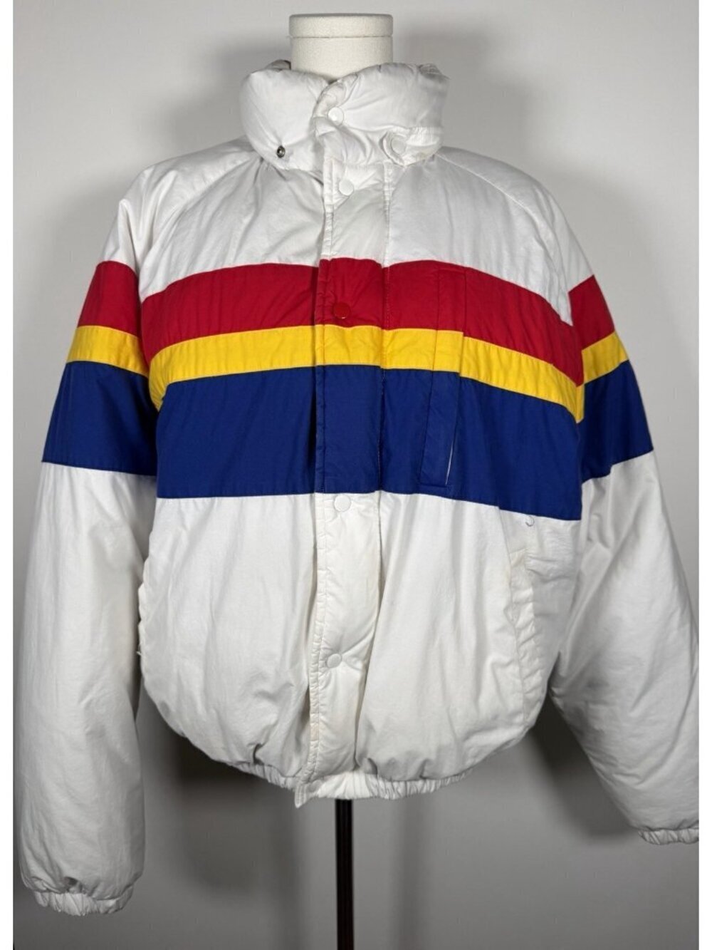 Vintage 90s Polo Ralph Lauren down striped retro patch puffer jacket XL preppy